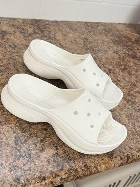 White Bae Platform Crocs size 8 W